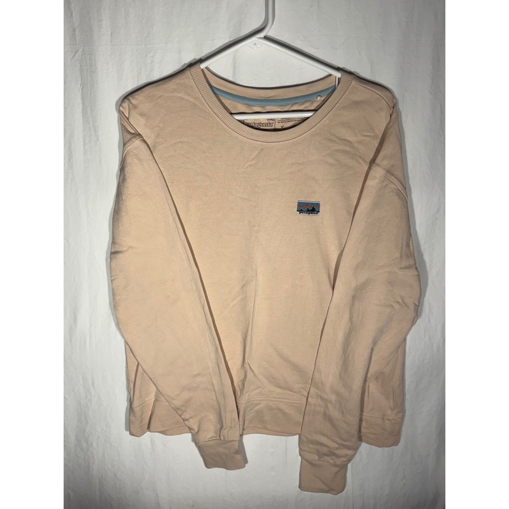 Patagonia Womens Organic Cotton Crewneck Sweatshirt Peach P-6 Logo Small